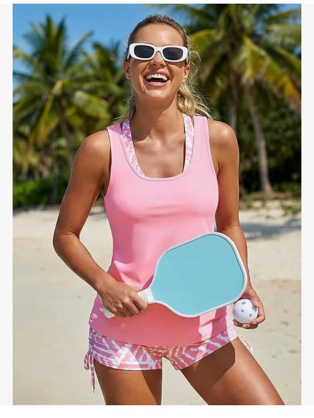Classic 3 Piece Tankini Swimsuit with Board Shorts Pink M. 2469/bb12-2